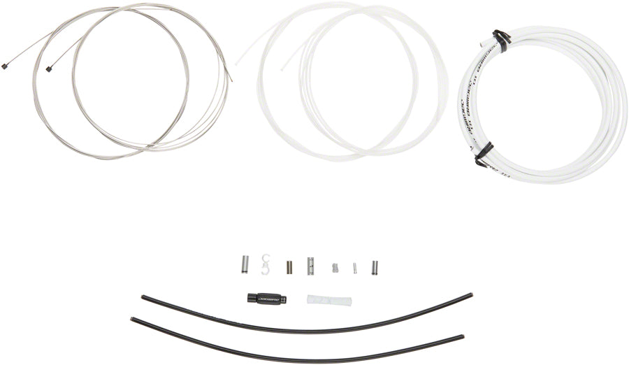 Jagwire Elite Sealed Shift Cable Kit - SRAM/Shimano Ultra-Slick Uncoated Cables White Cables and Housing Jagwire