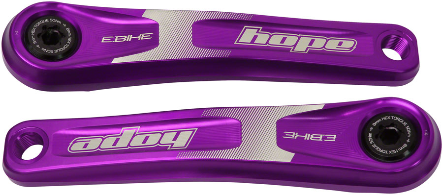Hope Ebike Crank Arm Set - 155mm ISIS Standard Offset Purple Ebike Crankset Hope