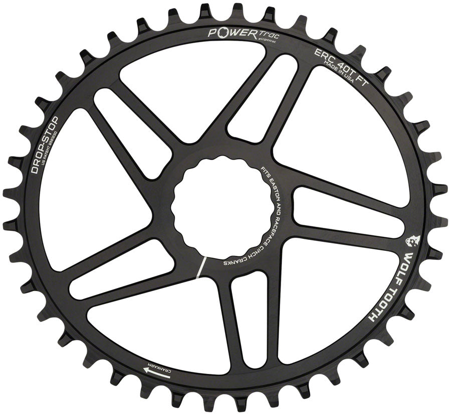 Wolf Tooth Elliptical Direct Mount Chainring - 42t RaceFace/Easton CINCH Direct Mount 3mm Offset Drop-Stop Flattop Compatible BLK Chainrings Wolf Tooth