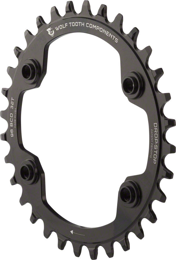 Wolf Tooth 96 BCD Chainring - 30t 96 Asymmetric BCD 4-Bolt Drop-Stop For Shimano XTR M9000 M9020 Cranks BLK Chainrings Wolf Tooth
