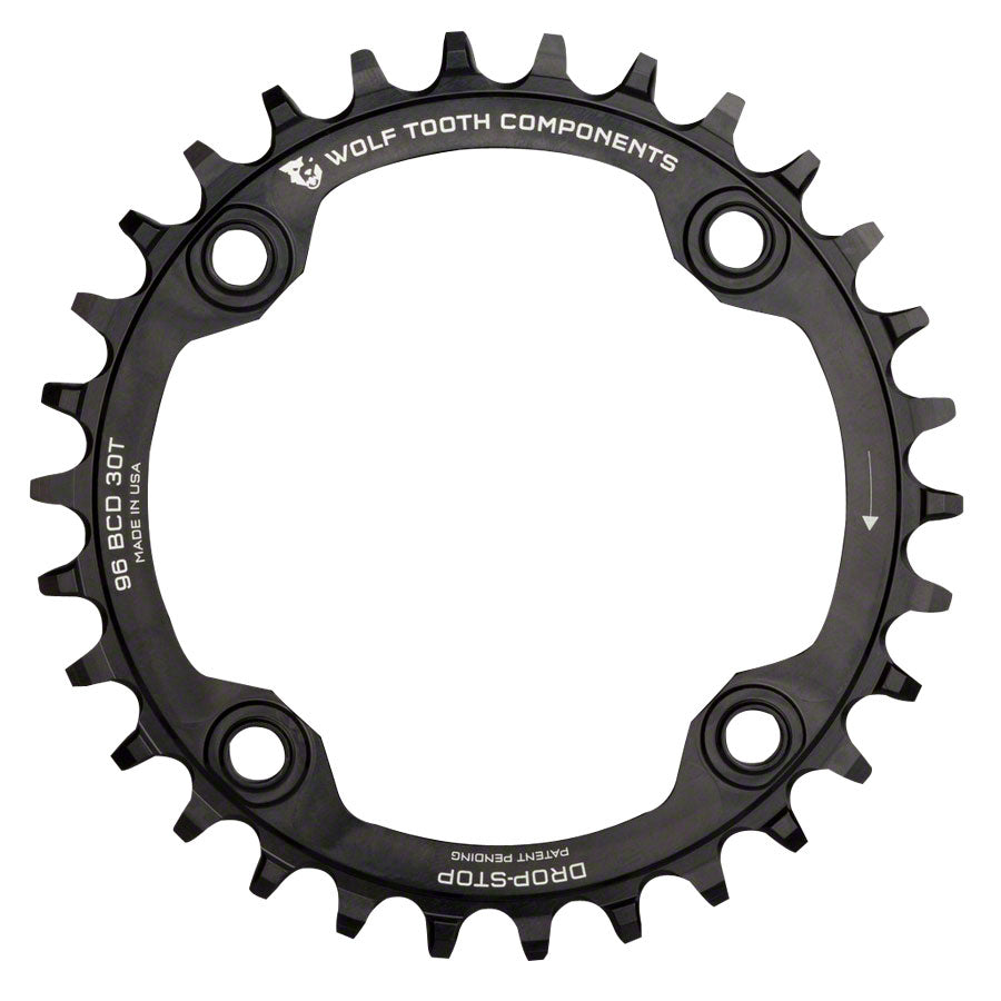 Wolf Tooth 96 Symmetrical BCD Chainring - 32t 96 BCD 4-Bolt Drop-Stop For Shimano Cranks BLK Chainrings Wolf Tooth