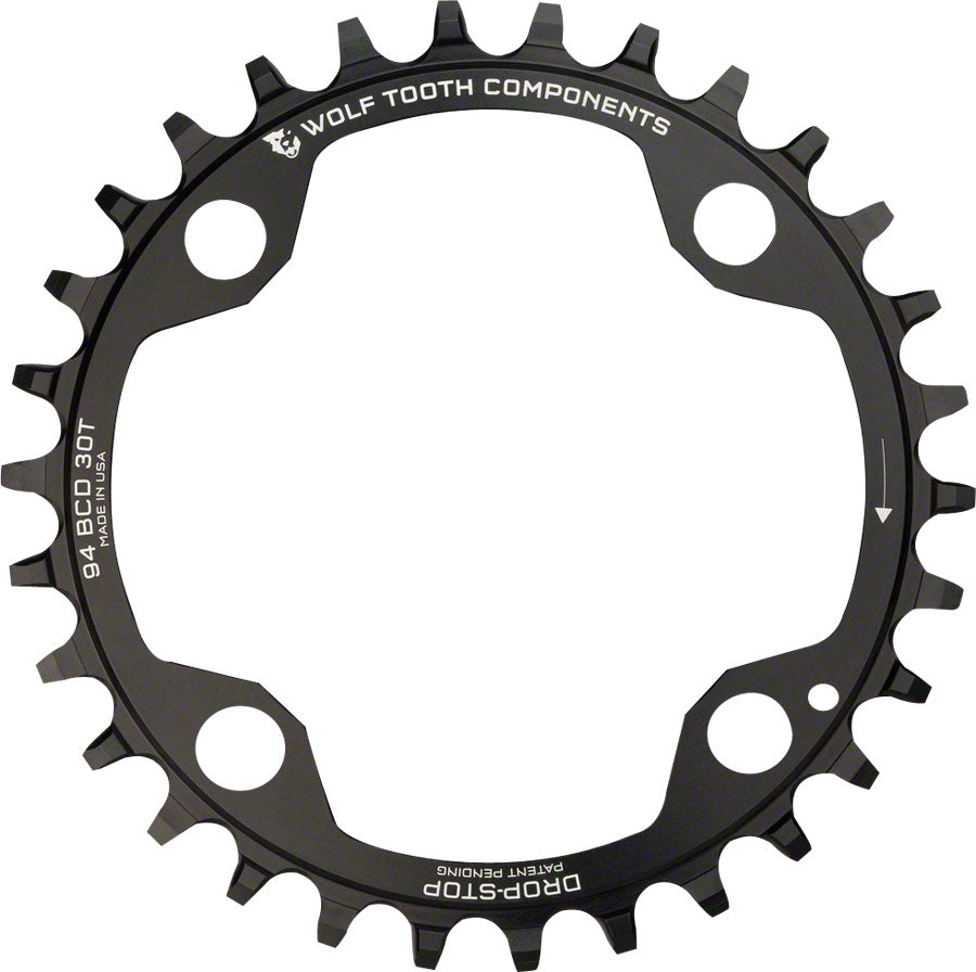 Wolf Tooth 94 BCD Chainring - 32t 94 BCD 4-Bolt Drop-Stop For SRAM Cranks BLK Chainrings Wolf Tooth
