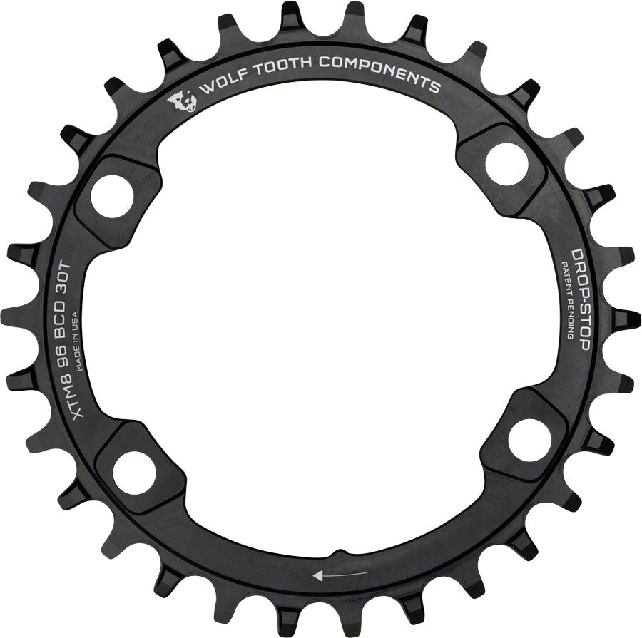Wolf Tooth 96 BCD Chainring - 38t 96 Asymmetric BCD 4-Bolt Drop-Stop For Shimano XT M8000 SLX M7000 Cranks BLK Chainrings Wolf Tooth