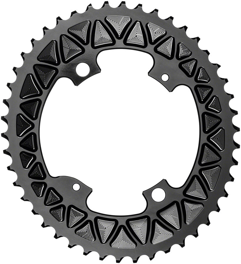 absoluteBLACK Premium Sub-Compact Oval 110 BCD Road Outer Chainring - 46t 110 Shimano Asymmetric BCD 4-Bolt BLK Chainrings Absolute Black