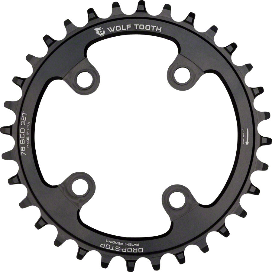 Wolf Tooth 76 BCD Chainring - 30t 76 BCD 4-Bolt Drop-Stop Compatible SRAM 76 BCD Specialized Stout BLK Chainrings Wolf Tooth