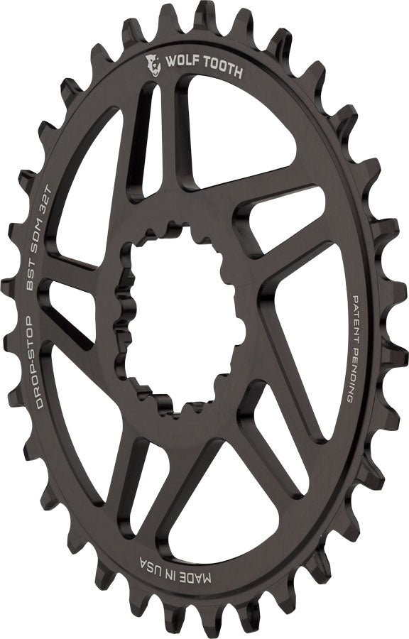 Wolf Tooth Direct Mount Chainring - 34t SRAM Direct Mount Drop-Stop A For SRAM 3-Bolt Boost Cranks 3mm Offset BLK Chainrings Wolf Tooth