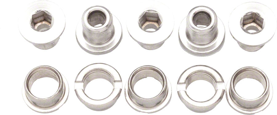 Problem Solvers Double Chainring Bolts Silver Stainless Chainring Bolts and Hardware Problem Solvers