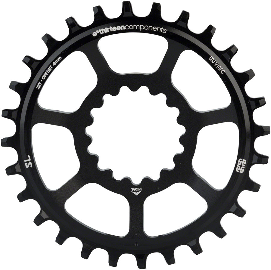 e*thirteen Direct Mount SL Guidering - 10/11/12-speed 28T Narrow Wide Black Chainrings E*thirteen