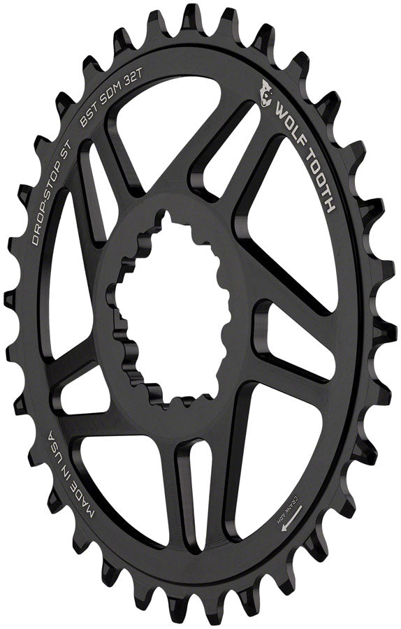 Wolf Tooth Direct Mount Chainring - 34t SRAM Direct Mount For SRAM 3-Bolt Boost Requires 12-Speed Hyperglide+ Chain BLK Chainrings Wolf Tooth