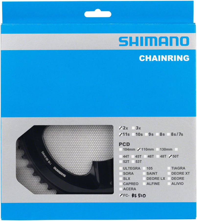 Shimano FC-RS510 Chainring - 50t Asymmetric 110mm BCD Black MS Chainrings Shimano