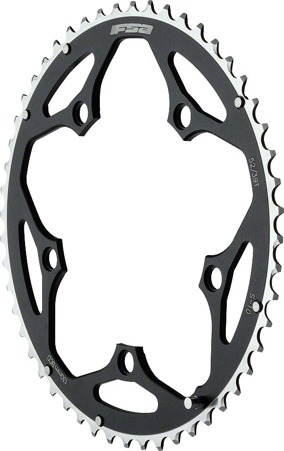 Full Speed Ahead Pro Road Chainring - 52t 130 BCD Aluminum N11 Black Chainrings FSA