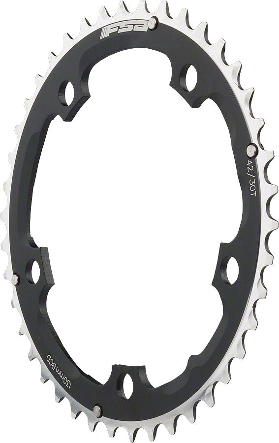 Full Speed Ahead Pro Road Triple Chainring - 42t 130 BCD Aluminum N-10 Black Chainrings FSA
