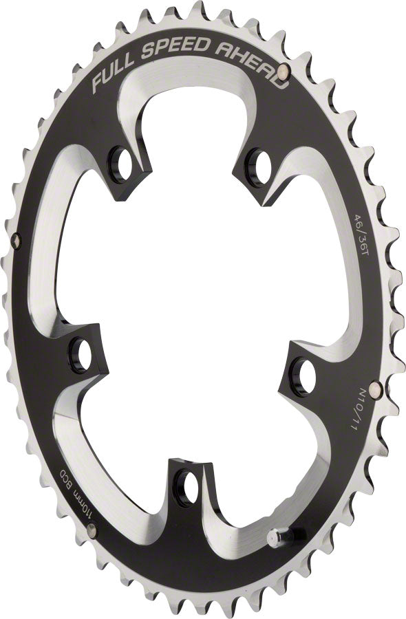 Full Speed Ahead Super Road Chainring - 50t 110 BCD 5-Bolt Aluminum N11 BLK/Silver Chainrings FSA