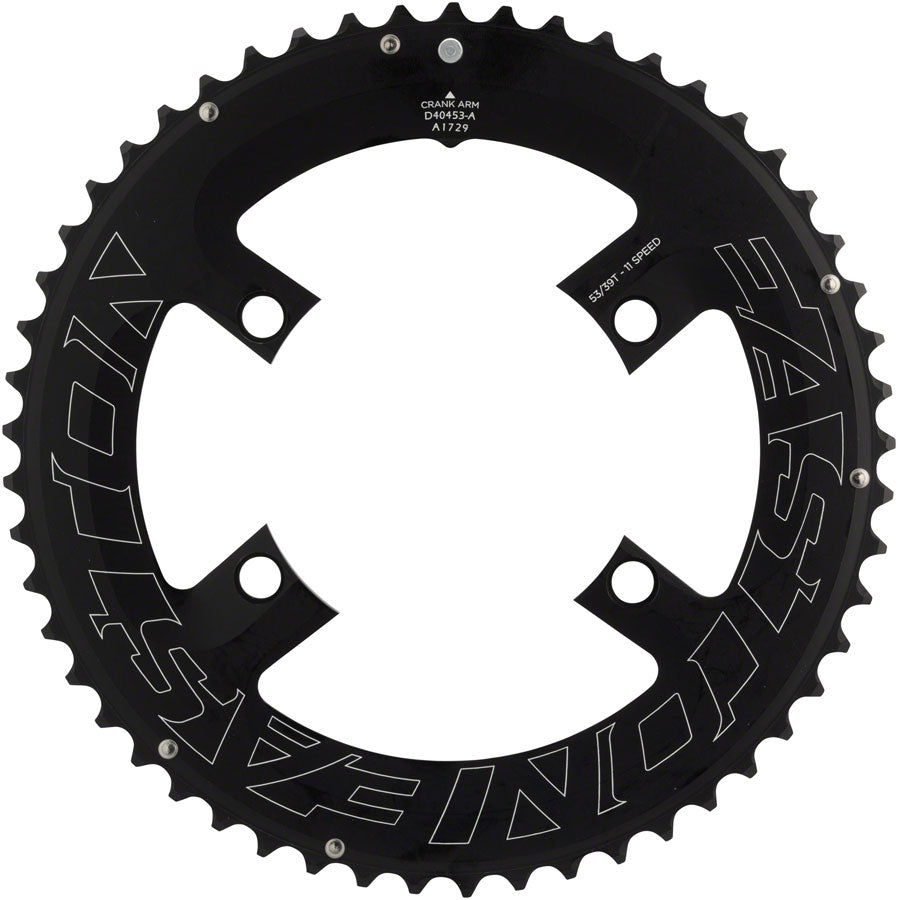 Easton Asymmetric Chainring: 4-Bolt 11-Speed 53t Black Chainrings Easton