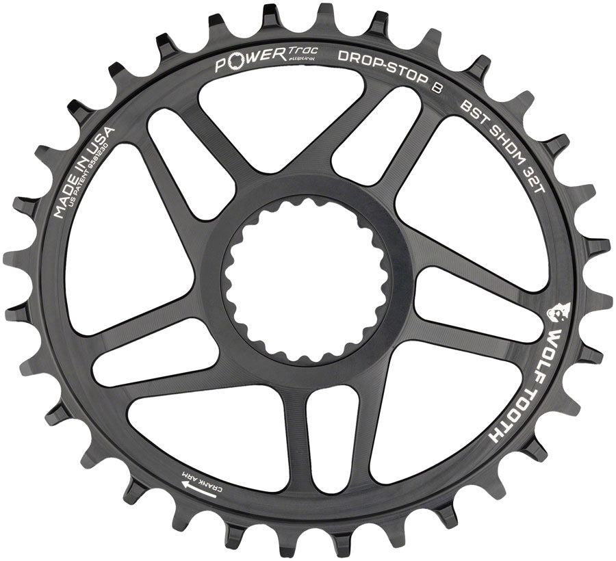 Wolf Tooth Elliptical Direct Mount Chainring - 32t Shimano Direct Mount Drop Stop B Boost 3mm Offset BLK Chainrings Wolf Tooth
