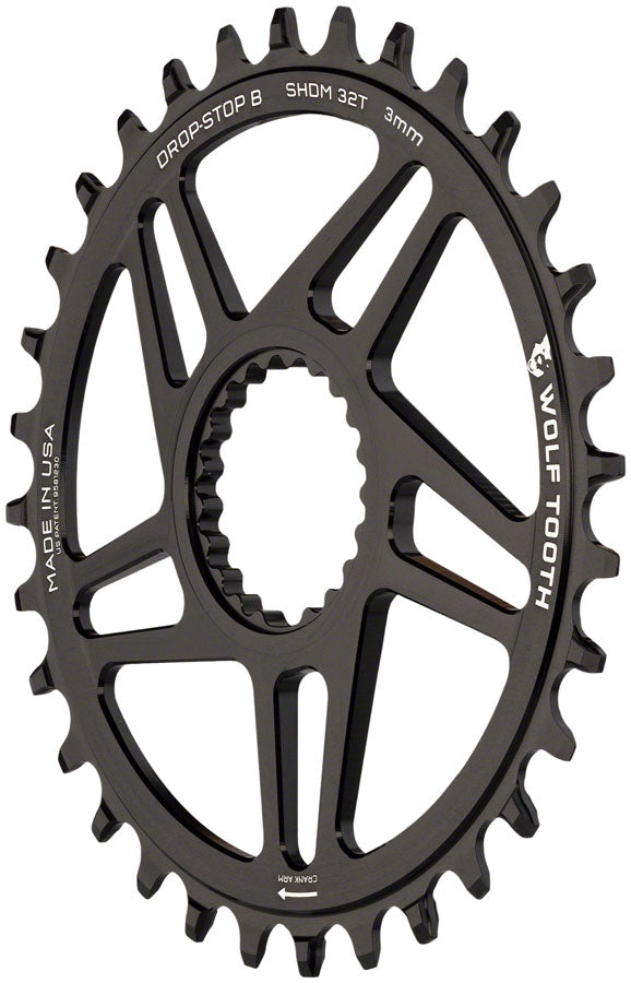 Wolf Tooth Direct Mount Chainring - 32t Shimano Direct Mount Drop Stop B Boost 3mm Offset BLK Chainrings Wolf Tooth