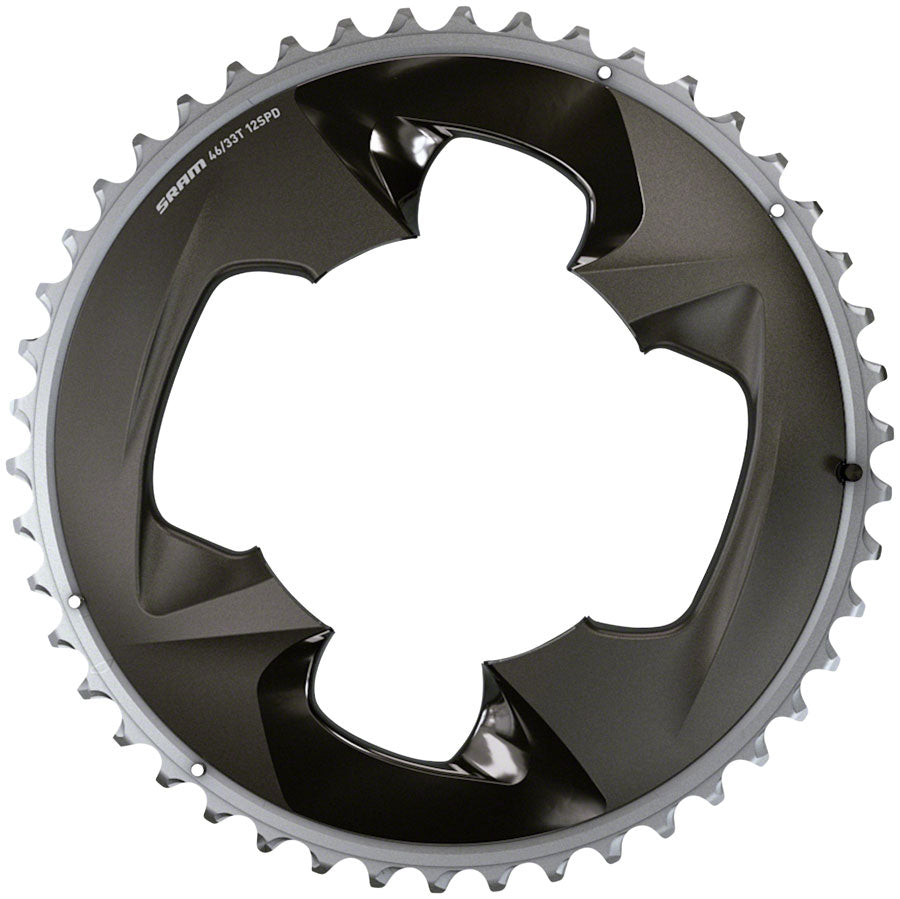 SRAM Force 2x12-Speed Outer Chainring - 46t 107 BCD 4-Bolt Polar Grey For use 33t Inner Chainrings SRAM