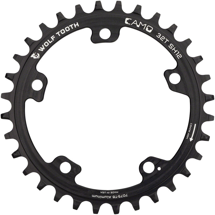 Wolf Tooth CAMO Aluminum Chainring - 30t Wolf Tooth CAMO Mount Requires 12-Speed Hyperglide+ Chain BLK Chainrings Wolf Tooth