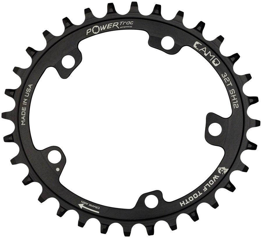 Wolf Tooth CAMO Aluminum Elliptical Chainring - 32t Wolf Tooth CAMO Mount Requires 12-Speed Hyperglide+ Chain BLK Chainrings Wolf Tooth