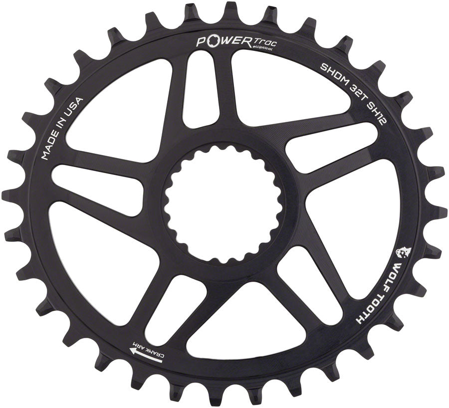 Wolf Tooth Elliptical Direct Mount Chainring - 32t Shimano Direct Mount Boost 3mm Offset Requires 12-Speed Hyperglide+ Chain BLK Chainrings Wolf Tooth