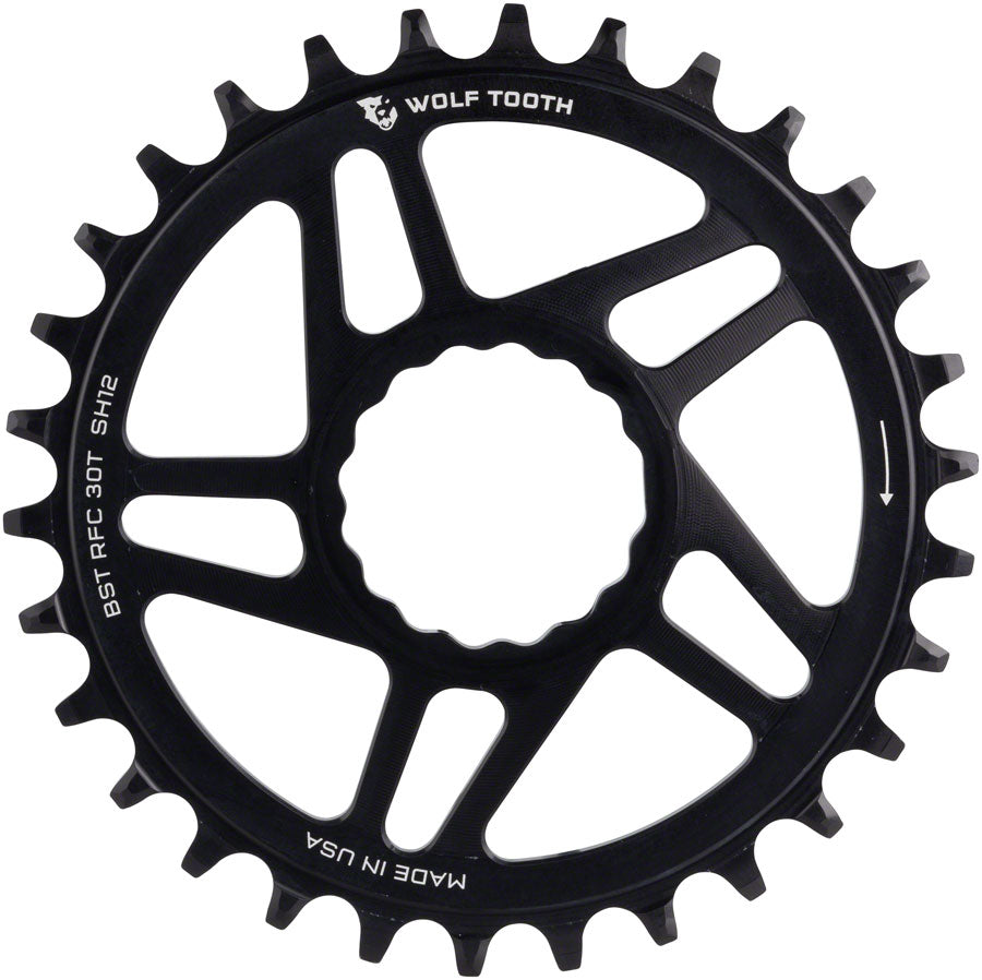 Wolf Tooth Direct Mount Chainring - 30t RaceFace/Easton CINCH Direct Mount Boost 3mm Offset Requires 12-Speed Hyperglide+ Chain BLK Chainrings Wolf Tooth