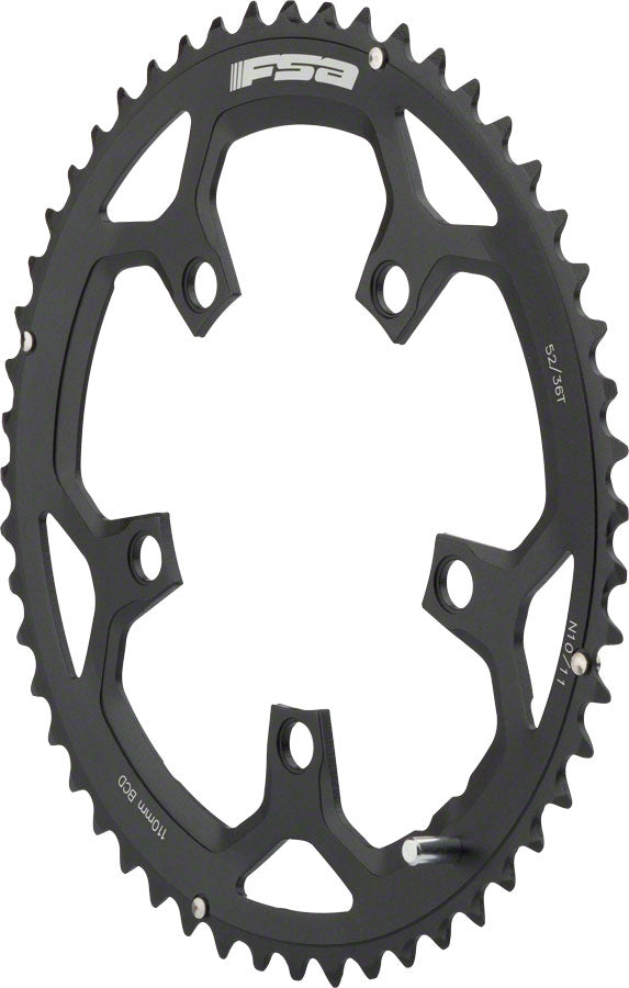 Full Speed Ahead Pro Road Chainring - 52t 110 BCD Aluminum N11 Black Chainrings FSA