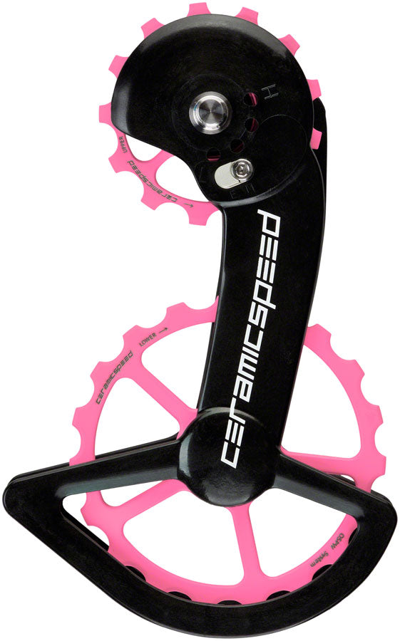 CeramicSpeed OSPW X Pulley Wheel System Shimano GRX/RX 2x11 - Coated Races Alloy Pulley Carbon Cage Pink Cerakote Cage Assembly CeramicSpeed