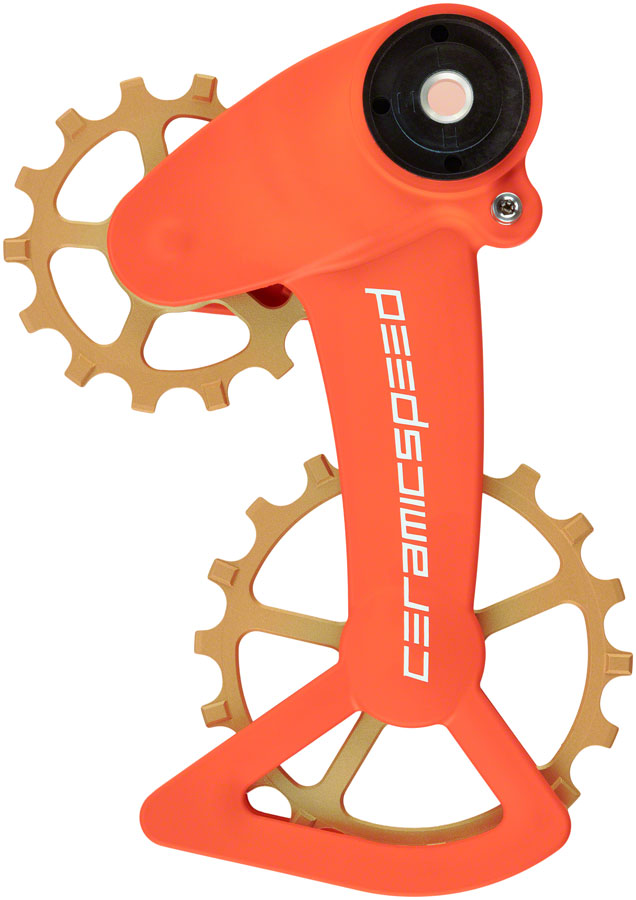 CeramicSpeed OSPW X Pulley Wheel System SRAM Eagle AXS - Coated Races Alloy Pulley Carbon Cage Orange/Bronze Cerakote Cage Assembly CeramicSpeed