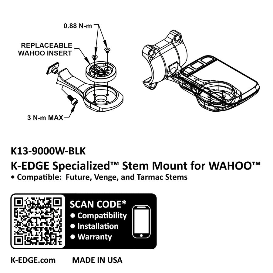K-EDGE Wahoo Specialized Future Mount - Black Computers and Accessories K-Edge