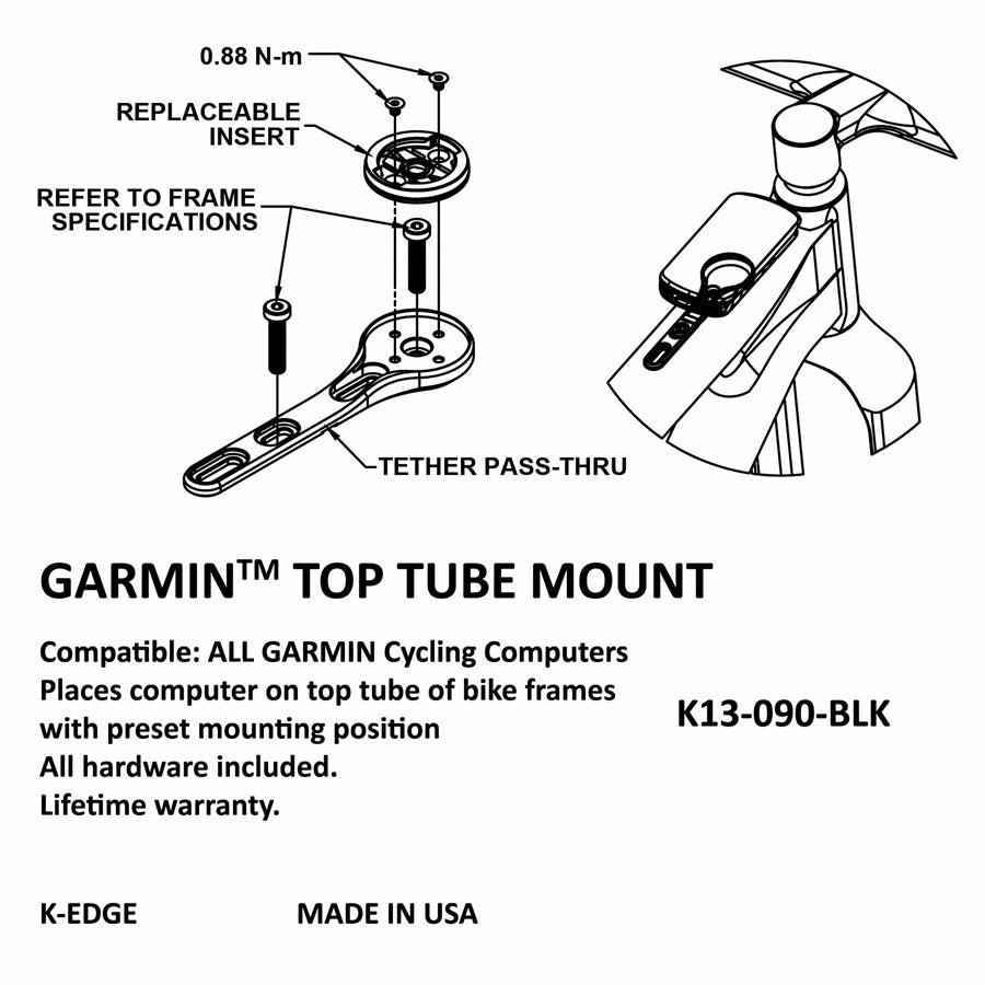 K-EDGE Garmin Top Tube Mount - Black Computers and Accessories K-Edge