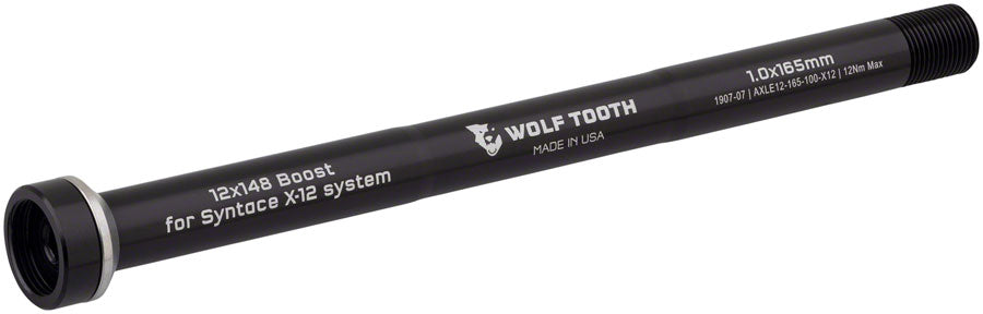Wolf Tooth Rear Thru Axle - M12 1.0 x 165mm for X12 x 148mm Black Axles & Axle Parts Wolf Tooth