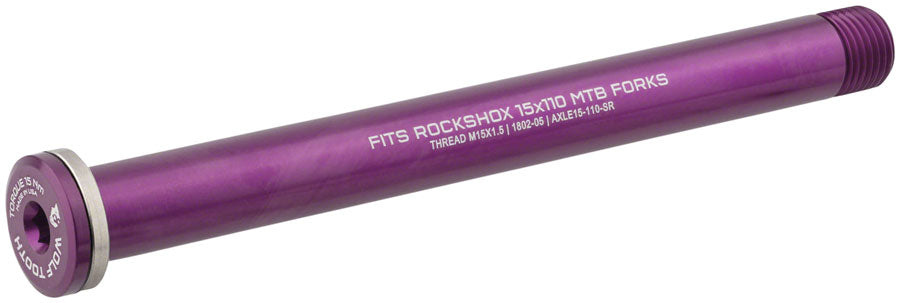 Wolf Tooth Front Thru Axle - RockShox 15 x 110mm Purple Axles & Axle Parts Wolf Tooth