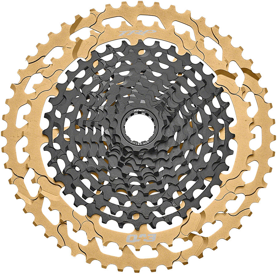 TRP CS-M9050-12 EVO Cassette - 12-Speed 10-52t MicroSpline Compatible BLK/Gold Cassettes and Cogs TRP
