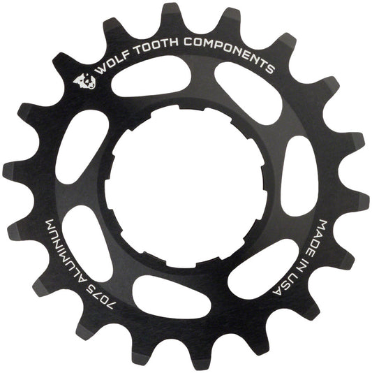 Wolf Tooth Single Speed Aluminum Cog - 20t Compatible 3/32" Chains BLK Driver and Single Cog Wolf Tooth   