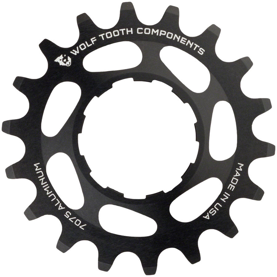 Wolf Tooth Single Speed Aluminum Cog - 22t Compatible 3/32" Chains BLK Driver and Single Cog Wolf Tooth