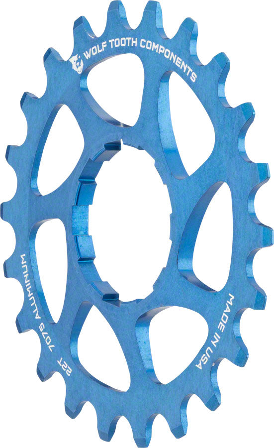 Wolf Tooth Single Speed Aluminum Cog - 22t Compatible with 3/32" Chains Blue Driver and Single Cog Wolf Tooth