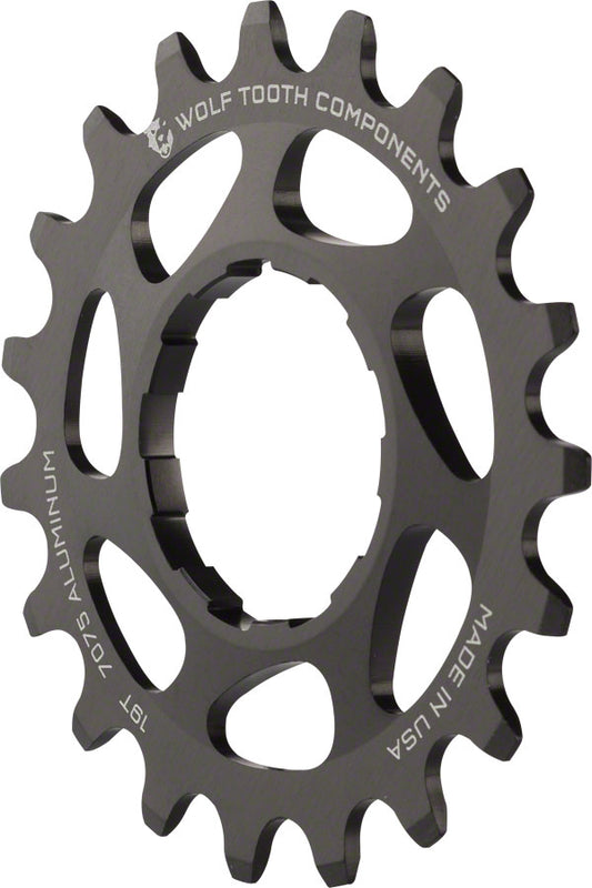 Wolf Tooth Single Speed Aluminum Cog - 19t Compatible 3/32" Chains BLK Driver and Single Cog Wolf Tooth   
