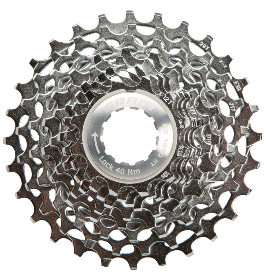 SRAM PG-1070 Cassette - 10 Speed 11-28t Silver Cassettes and Cogs SRAM