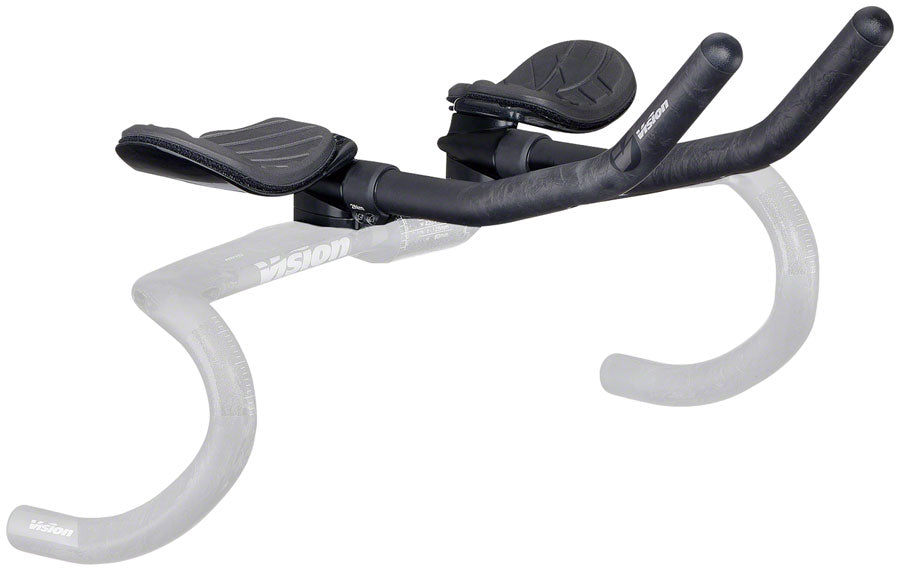 Vision Metron 4D Clip On Aero Bar - 290mm Flat M.A.S. J-Bend Black Clip-On Aero Bar Vision