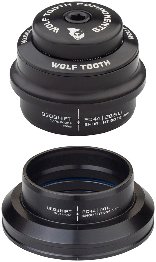 Wolf Tooth GeoShift Performance Angle Headset - 1 Deg Short EC44/EC44 Black Headsets Wolf Tooth
