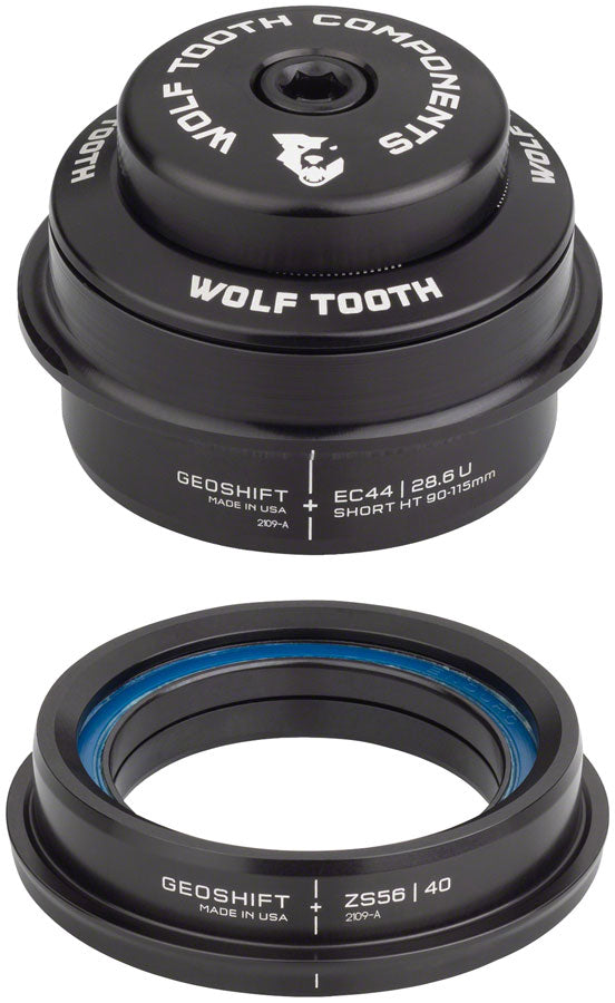 Wolf Tooth GeoShift Performance Angle Headset - 2 Deg Short EC44/ZS56 Black Headsets Wolf Tooth