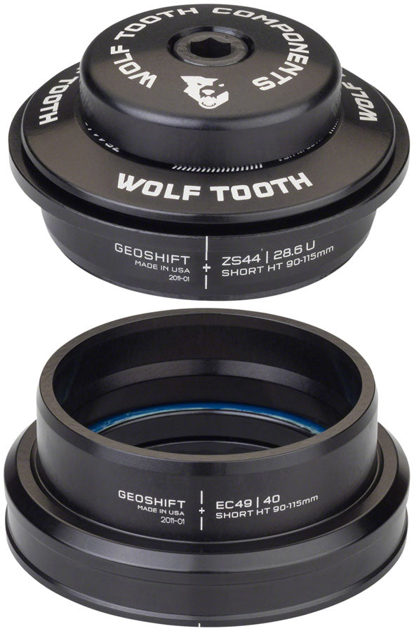 Wolf Tooth GeoShift Performance Angle Headset - 1 Deg Short ZS44/EC49 Black Headsets Wolf Tooth