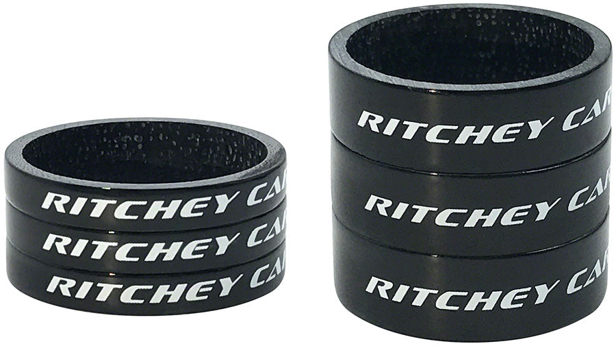 Ritchey WCS Headset Stack Spacer - 1-1/8" 3x5mm 3x10mm Carbon Gloss BLK Headset Spacers Ritchey