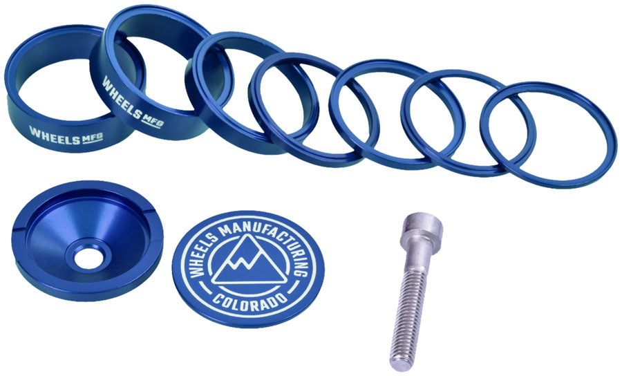 Wheels Manufacturing Pro StackRight Headset Spacer Kit - Blue Headset Spacers Wheels Manufacturing