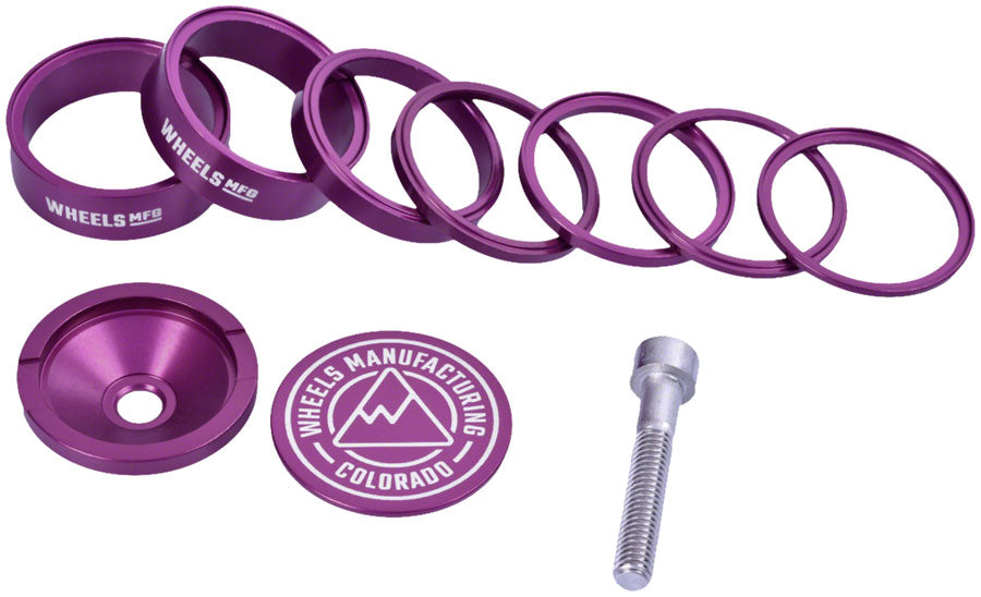 Wheels Manufacturing Pro StackRight Headset Spacer Kit - Purple Headset Spacers Wheels Manufacturing