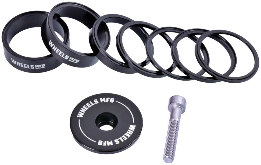 Wheels Manufacturing Essential StackRight Headset Spacer Kit - Black Headset Spacers Wheels Manufacturing