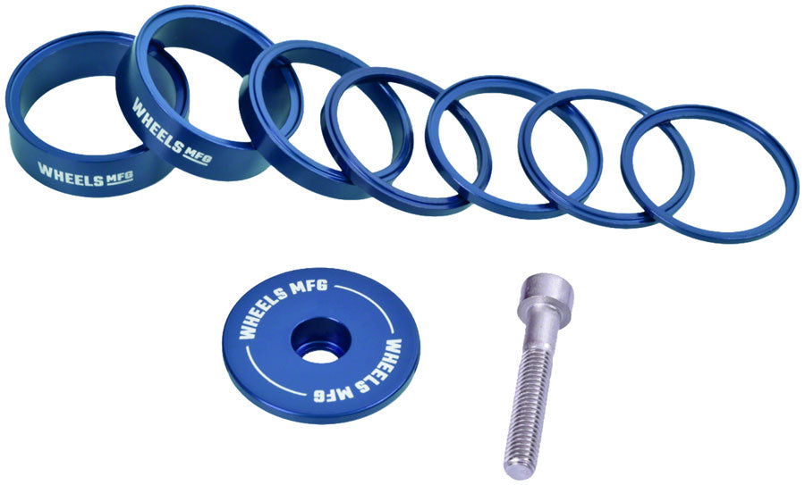 Wheels Manufacturing Essential StackRight Headset Spacer Kit - Blue Headset Spacers Wheels Manufacturing