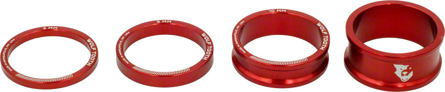 Wolf Tooth Headset Spacer Kit 3 510 15mm Red Headset Spacers Wolf Tooth