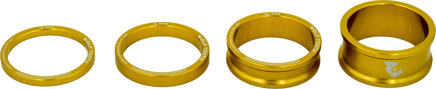 Wolf Tooth Headset Spacer Kit 3 5 10 15mm Gold Headset Spacers Wolf Tooth