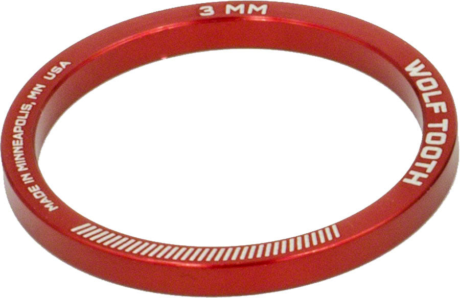 Wolf Tooth Headset Spacer 5 Pack 3mm Red Headset Spacers Wolf Tooth